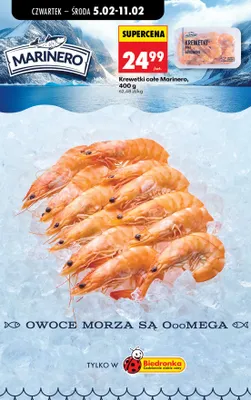Krewetki całe gotowane Marinero promocja w Biedronka