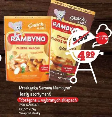 Przekąska Serowa Rambyno (cały asortyment) Dziugas promocja w Arhelan