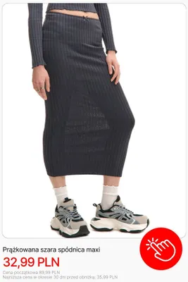 Spódnica maxi prążkowana szara Cropp promocja w Cropp