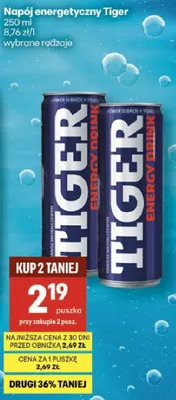 Napój energetyczny Tiger promocja w Delikatesy Centrum