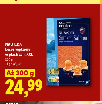 Łosoś wędzony w plastrach XXL Nautica promocja w Lidl