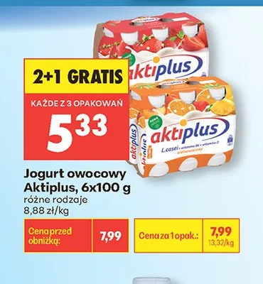 Jogurt owocowy Aktiplus 6-pak 100g promocja w Biedronka