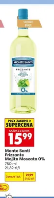 Wino bezalkoholowe Monte Santi Frizzante Mojito Moscato 0% promocja w Biedronka