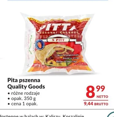 Pita pszenna Quality Goods promocja w Makro
