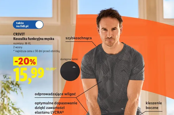 Koszulka funkcjonalna męska Crivit promocja w Lidl