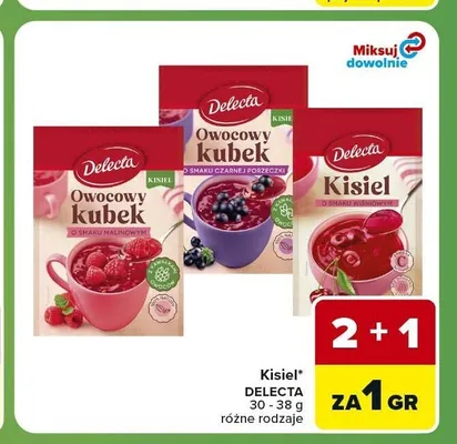 Kisiel Delecta o smaku wiśniowym promocja w Carrefour Express