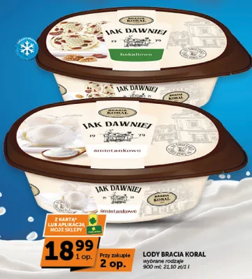 Lody śmietankowe Bracia Koral Jak Dawniej promocja w Euro Sklep