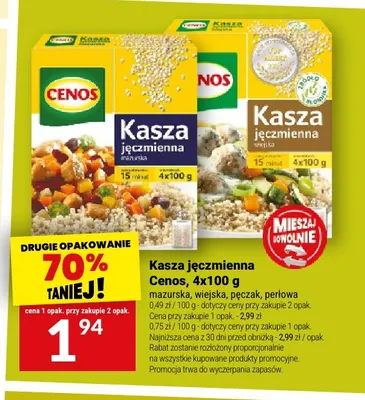 Kasza jęczmienna pęczak Cenos 4-pak 100 g promocja w Twój Market