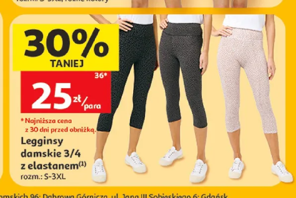 Legginsy damskie 3/4 z elastanem Inextenso promocja w Auchan