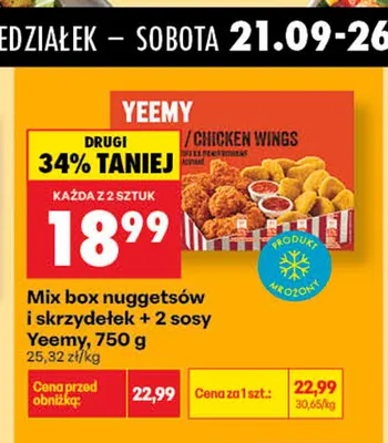 Mix box nuggetsów i skrzydełek + 2 sosy Yeemy promocja w Biedronka