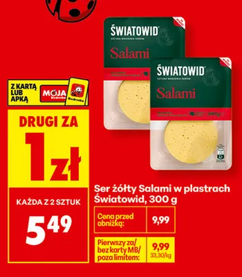 Ser żółty Salami w plastrach Światowid promocja w Biedronka