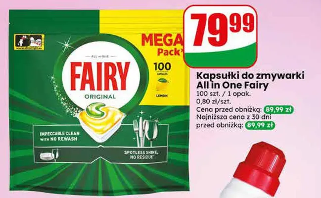Kapsułki do zmywarki All in One Fairy MEGA Pack Lemon promocja w Dino
