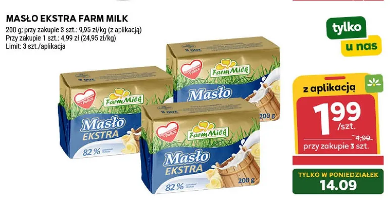 Masło ekstra Farm Milk promocja w Stokrotka