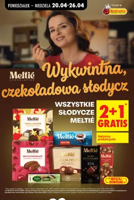 Wszystkie słodycze Meltie 2+1 GRATIS promocja w Biedronka