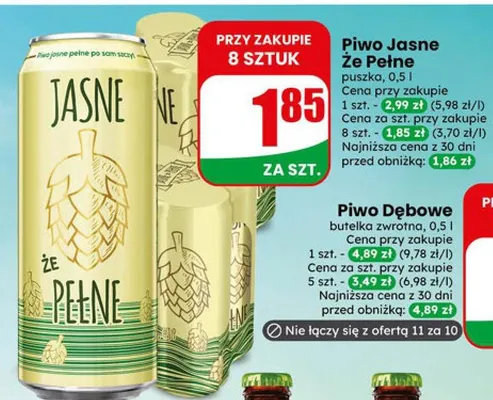 Piwo Jasne Że Pełne puszka promocja w Dino