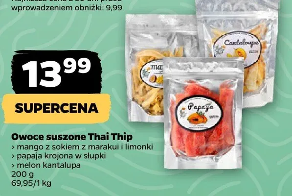 Owoce suszone różne rodzaje promocja w Netto