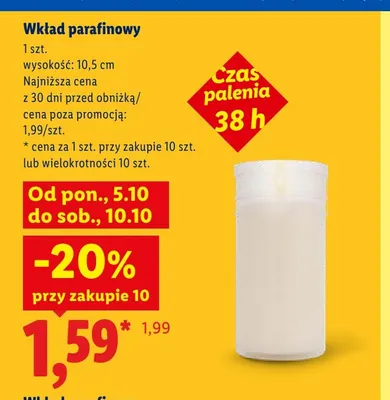 Wkład parafinowy 10,5 cm promocja w Lidl