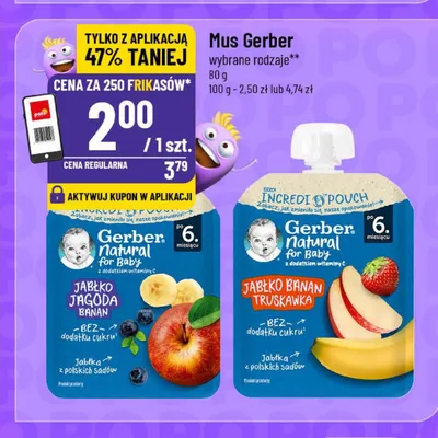 Mus Jabłko Jagoda Banan Gerber Natural for Baby promocja w POLOmarket