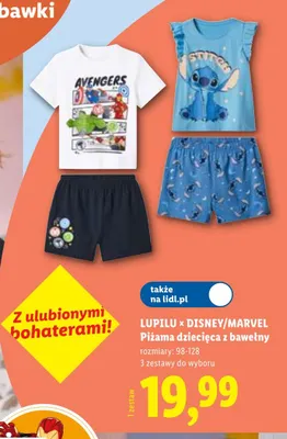 Piżama dziecięca z bawełny Lupilu Marvel Avengers promocja w Lidl
