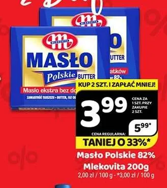 Masło Polskie 82% Mlekovita promocja w Delfin