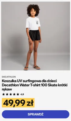 Koszulka UV surfingowa dla dzieci Decathlon Water T-shirt 100 Skate krótki rękaw promocja w Decathlon