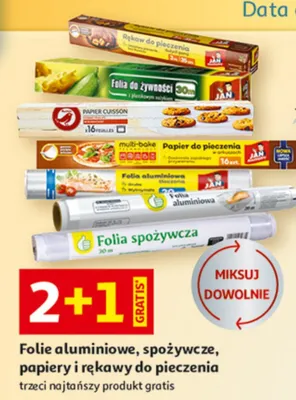 Folie aluminiowe, spożywcze, papiery i rękawy do pieczenia promocja w Auchan
