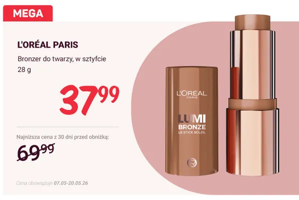 Bronzer do twarzy w sztyfcie L'Oréal Paris promocja w Rossmann