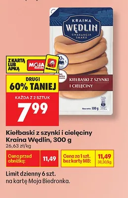 Kiełbaski z szynki i cielęciny promocja w Biedronka