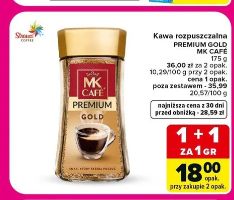 Kawa rozpuszczalna MK Café Premium Gold promocja w Carrefour