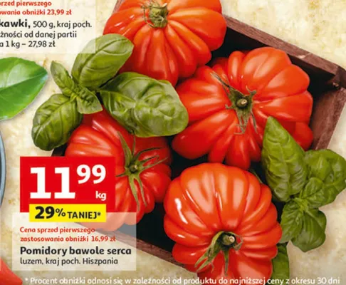 Pomidory bawole serca luzem, kraj poch. Hiszpania promocja w Auchan