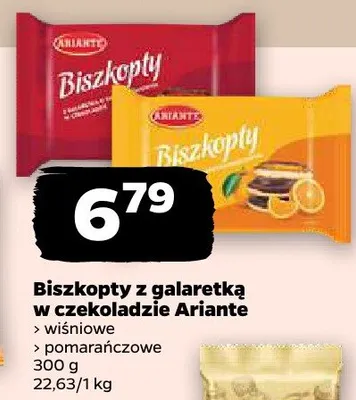 Biszkopty z galaretką w czekoladzie wiśniowe Ariante promocja w Netto