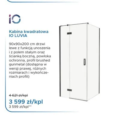 Kabina kwadratowa iO IO LUVIA promocja w Blu Salony Łazienek