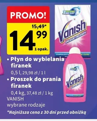 Proszek do prania firanek Vanish promocja w Intermarche