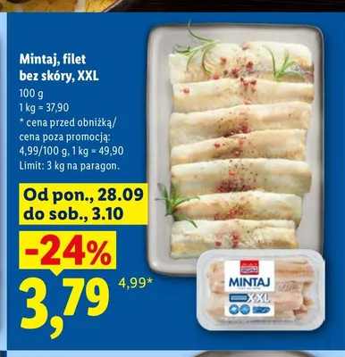 Mintaj filet bez skóry XXL promocja w Lidl