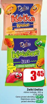 Żelki Deliss kwaśne o smaku brzoskwiniowym promocja w Dino