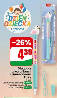 Długopis z koralikami i sznureczkiem Easy promocja w Dino