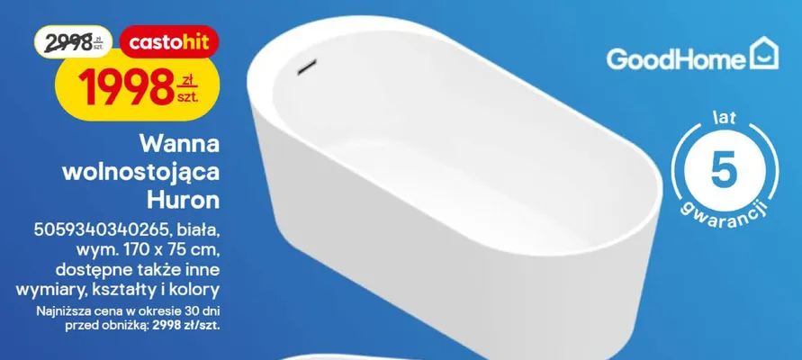 Wanna wolnostojąca Huron promocja w Castorama