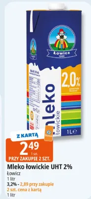 Mleko łowickie UHT 2% promocja w Leclerc