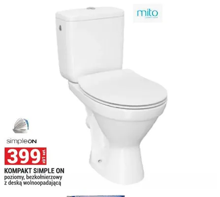 Kompakt Simple On poziomy bezkołnierzowy z deską wolnoopadającą Mito promocja w Merkury Market