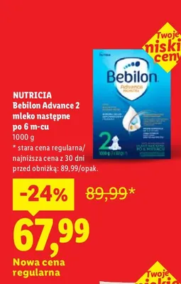 Mleko następne po 6 m-cu  Bebilon Advance 2 promocja w Lidl