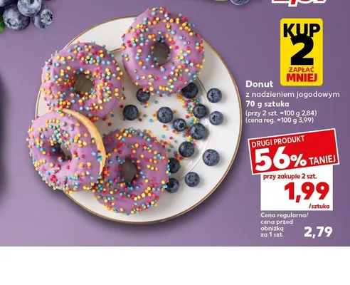 Donut z nadzieniem jagodowym promocja w Kaufland