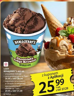 Lody Ben&Jerry's 465 ml wszystkie rodzaje promocja w Selgros