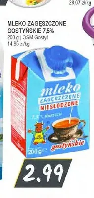 Mleko zagęszczone Gostyńskie 7,5% promocja w Słoneczko