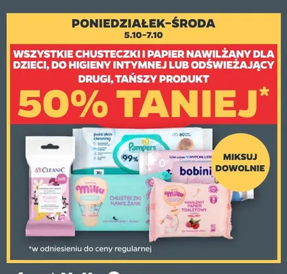 Chusteczki i papier nawilżany dla dzieci, do higieny intymnej lub odświeżający promocja w Netto