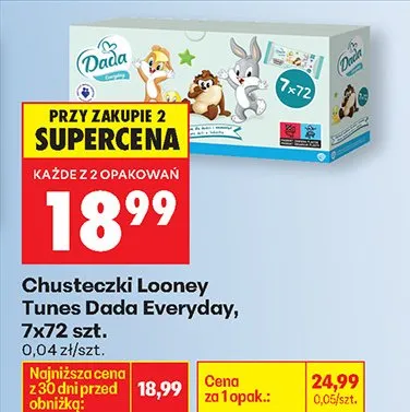 Chusteczki Looney Tunes Dada Everyday promocja w Biedronka