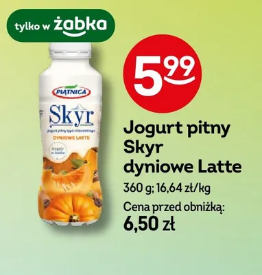 Jogurt pitny Skyr dyniowe Latte Piątnica promocja w Żabka