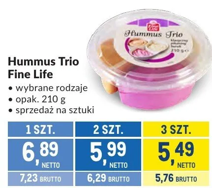 Hummus Trio Fine Life promocja w Makro