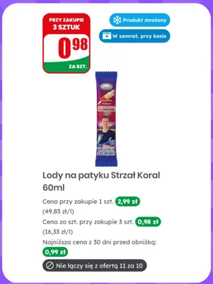 Lody na patyku Strzał Koral promocja w Dino