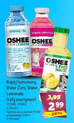 Napój izotoniczny Oshee Water Zero promocja w Arhelan