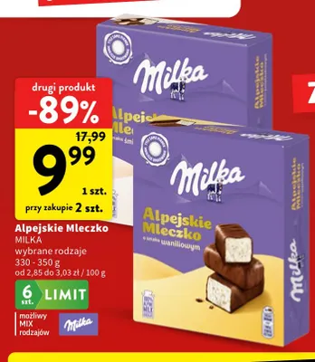 Alpejskie Mleczko Milka promocja w Intermarche
